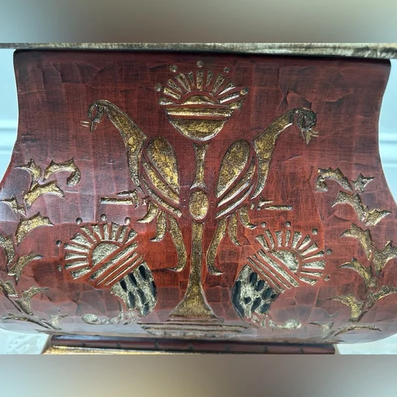 Wooden Ornate Carved Engraved Footed Large TrinketKeepsake Box With Lid
